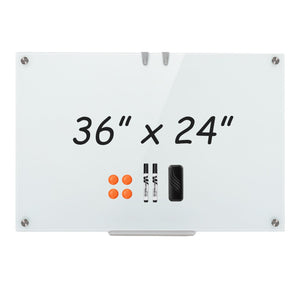 36 x 24 Inches Glass Whiteboard with Eraser and Removable Tray view 4