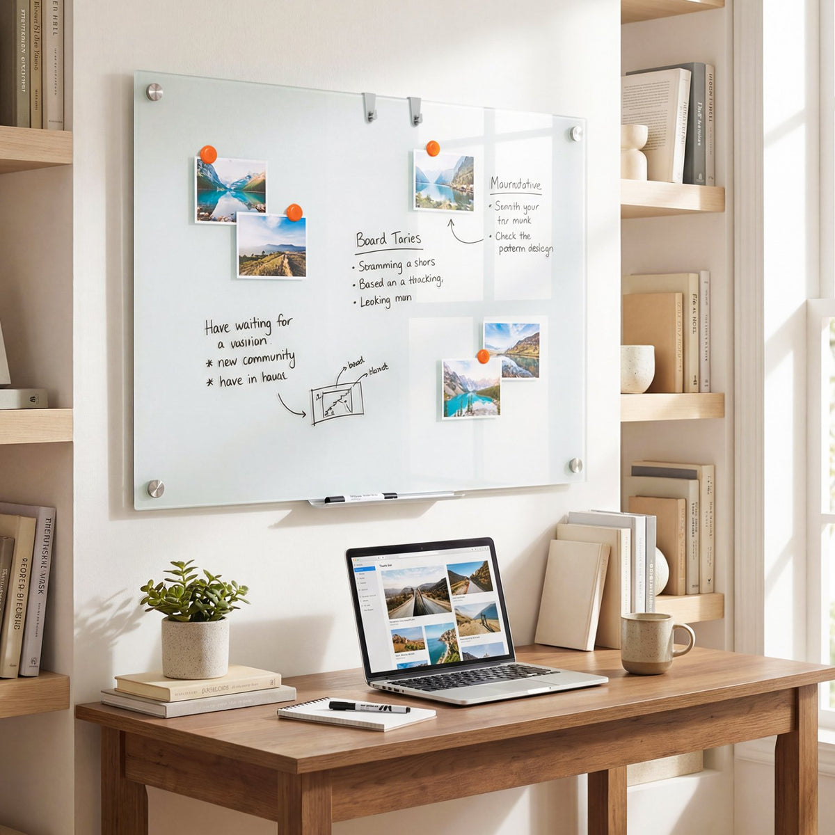 36 x 24 Inches Glass Whiteboard with Eraser and Removable Tray view 6