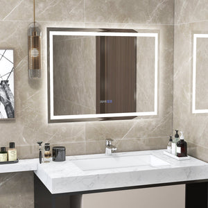 LED Bathroom Mirror Wall Mounted Rectangle Mirror with 3-Color Dimmable Lights-M view 2