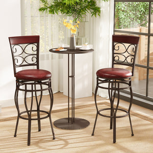 2 Pieces 30 Inch 360 Degree Swivel Bar Stools with Leather Padded Seat-Brown view 2