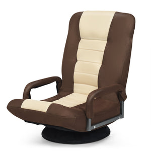 360-Degree Swivel Gaming Floor Chair with Foldable Adjustable Backrest-Brown view 8