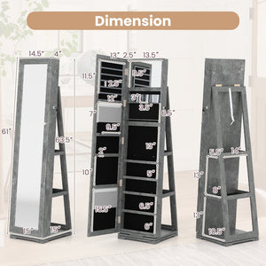360° Rotatable 2-in-1 Lockable Jewelry Cabinet with Full-Length Mirror-Green view 4