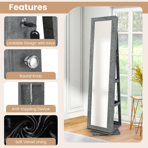 360° Rotatable 2-in-1 Lockable Jewelry Cabinet with Full-Length Mirror-Green view 9