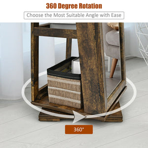 360° Rotatable Armoire 2-in-1 Lockable Mirrored Jewelry Cabinet-Rustic Brown view 9