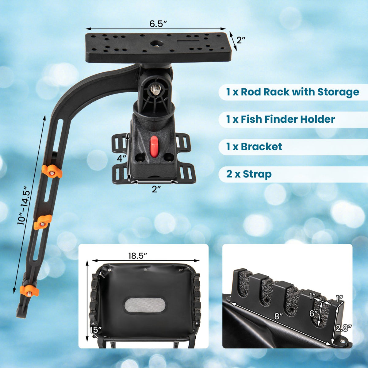 360° Rotatable Fishing Boat Accessory Set of 2 with Mount Bracket view 5