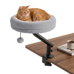 360° Rotating Cat Desk Bed for Indoor Cats with Removable Perch-Gray view 4
