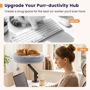 360° Rotating Cat Desk Bed for Indoor Cats with Removable Perch-Gray view 6
