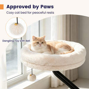 360° Rotating Cat Desk Bed for Indoor Cats with Removable Perch-White view 7