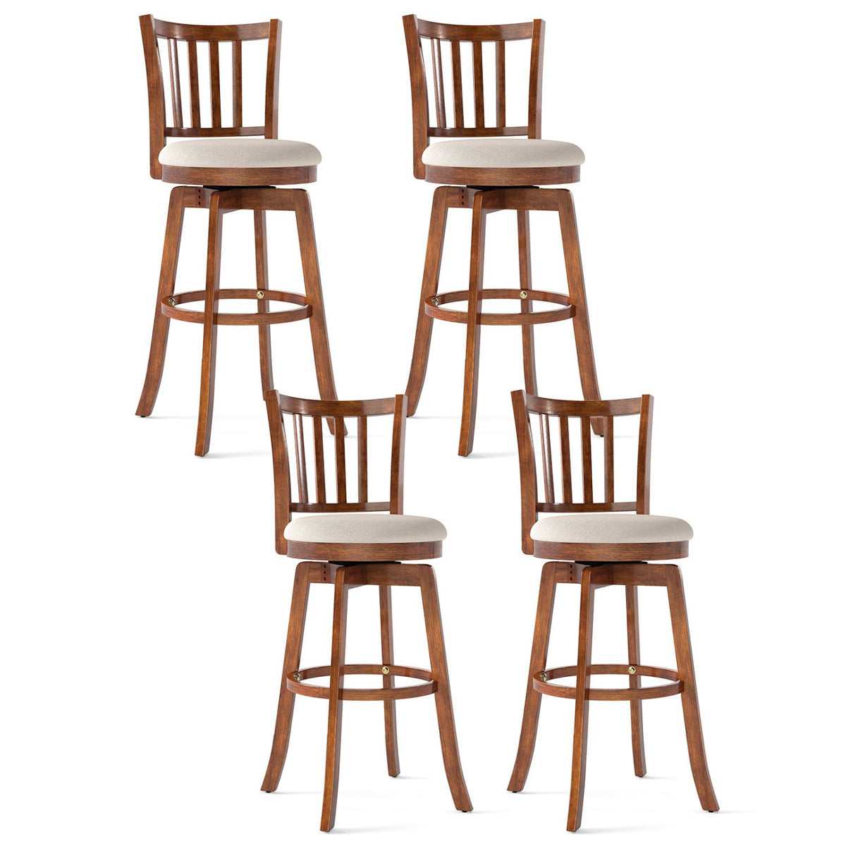 360° Rotating Counter Height Chairs Set of 4 with Backrest and Upholstered Seat-29 inches