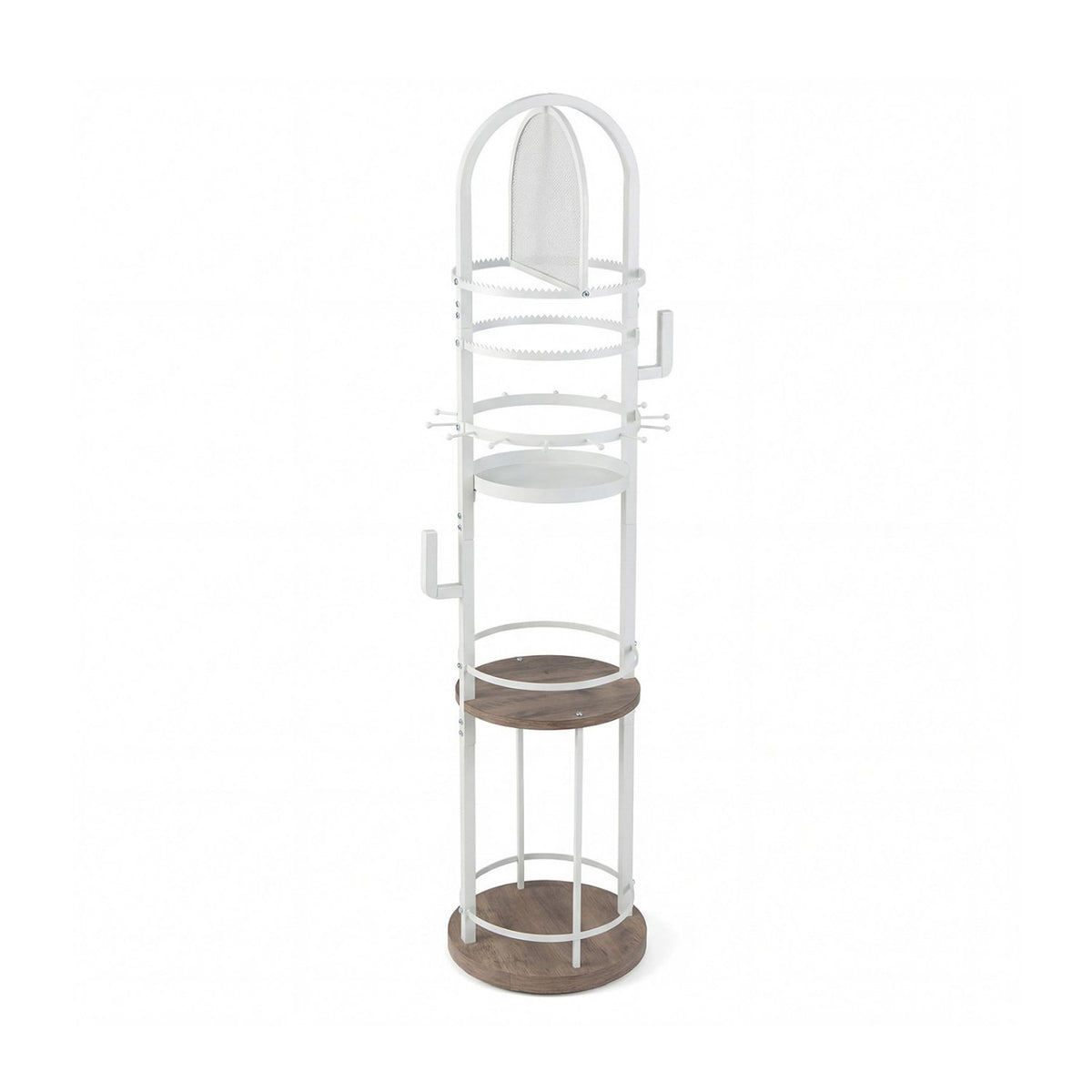 360° Rotating Floor Jewelry Storage Rack with 3 Shelves-Gray view 4