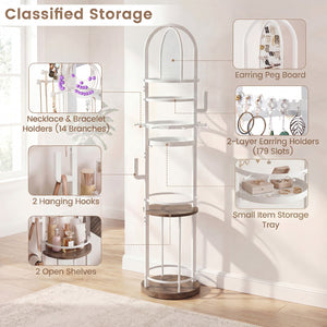360° Rotating Floor Jewelry Storage Rack with 3 Shelves-Gray view 8