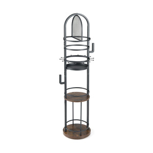 360° Rotating Floor Jewelry Storage Rack with 3 Shelves-Rustic Brown view 4