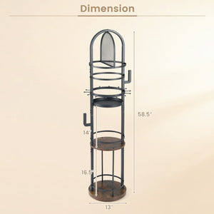 360° Rotating Floor Jewelry Storage Rack with 3 Shelves-Rustic Brown view 5
