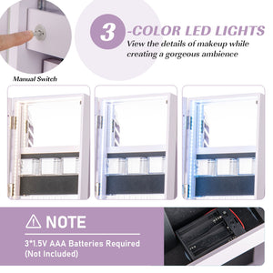 360° Rotating Mirrored Jewelry Cabinet Armoire 3 Color LED Modes Lockable-Purple view 7