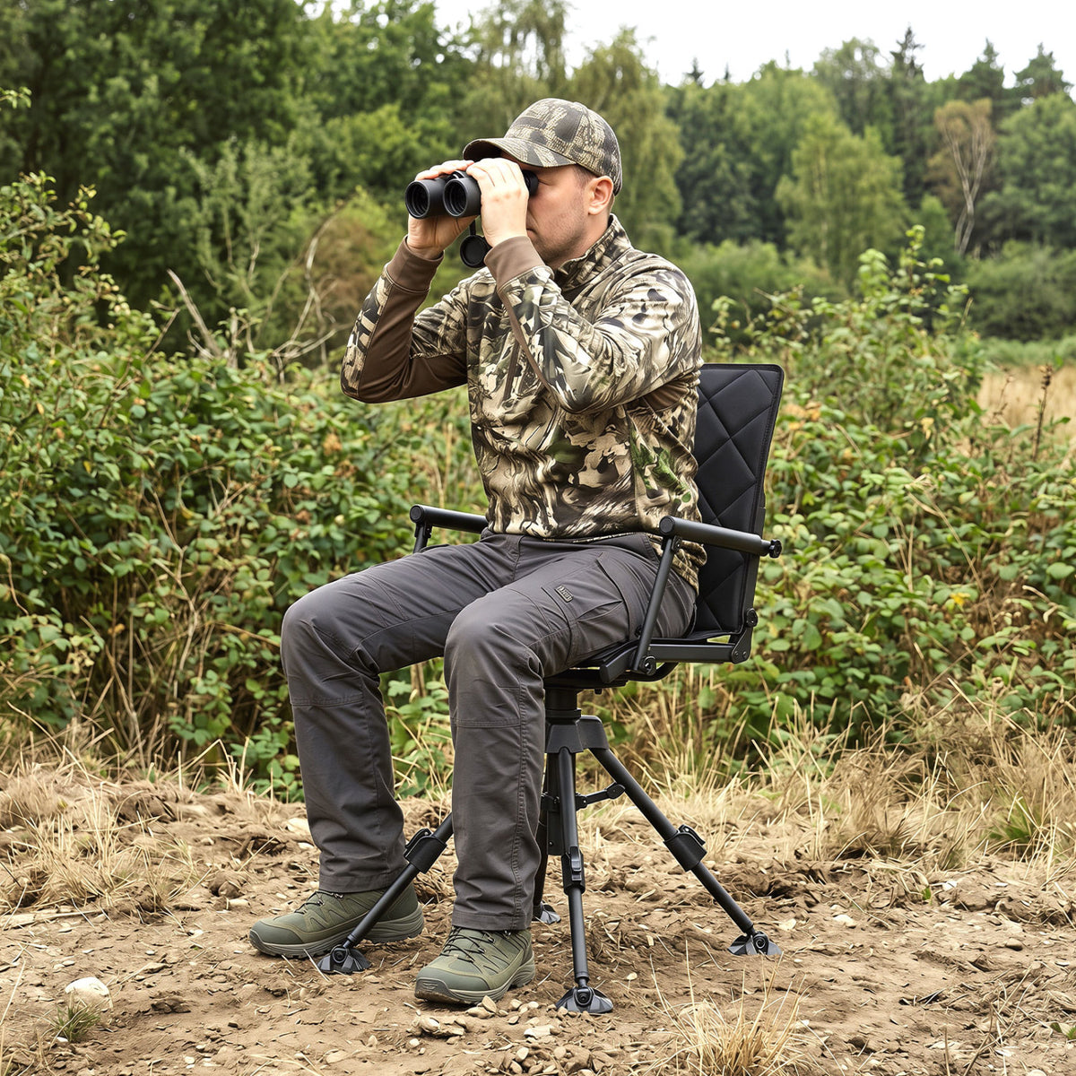 360° Silent Swivel Hunting Seat with 5-Level Adjustable-Black view 2