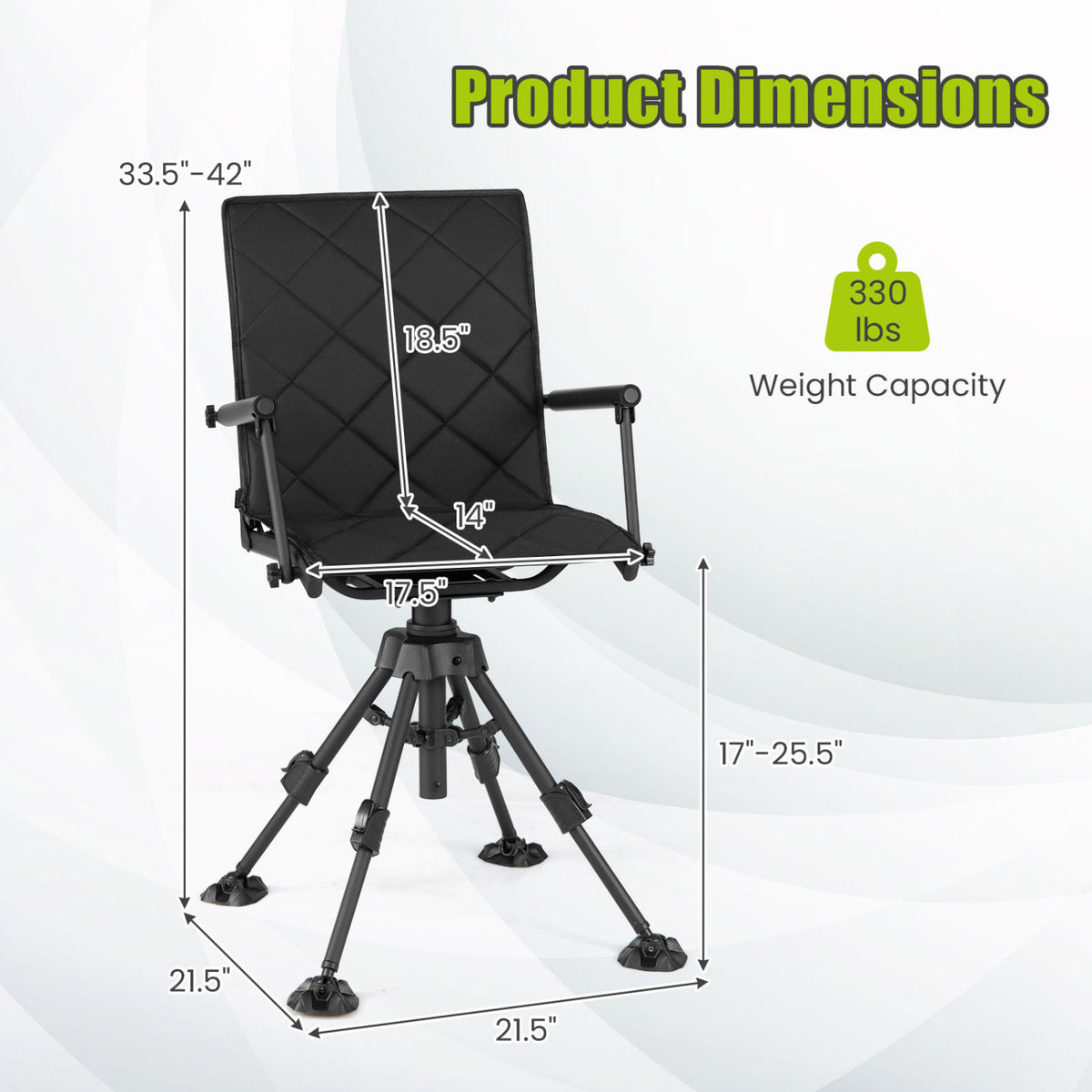 360° Silent Swivel Hunting Seat with 5-Level Adjustable-Black view 5