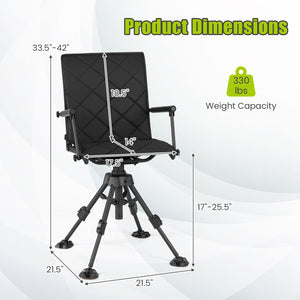 360° Silent Swivel Hunting Seat with 5-Level Adjustable-Black view 5