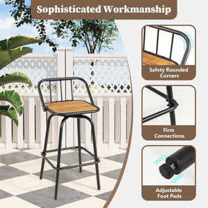 360° Swivel Bar Stool Set of 2 with Footrest and Backrest-Balck & Natural view 6