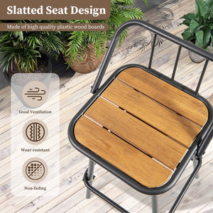 360° Swivel Bar Stool Set of 2 with Footrest and Backrest-Balck & Natural view 9