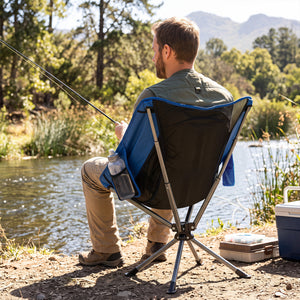 360° Swivel Camping Chair with Cup Holder and Side Pocket for Beach Support 300 LBS-Blue view 3