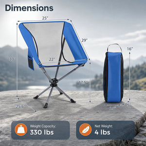 360° Swivel Camping Chair with Cup Holder and Side Pocket for Beach Support 300 LBS-Blue view 4