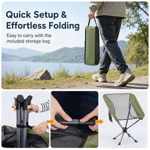 360° Swivel Camping Chair with Cup Holder and Side Pocket for Beach Support 300 LBS-Green view 8