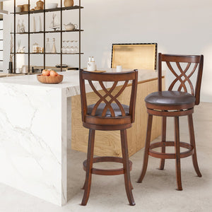 360° Swivel Counter Height Chairs with PU Leather Cushioned Seat and Footrests-30 inches view 3