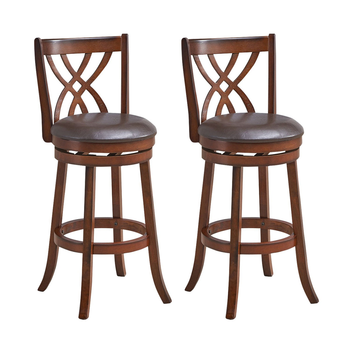 360° Swivel Counter Height Chairs with PU Leather Cushioned Seat and Footrests-30 inches view 4