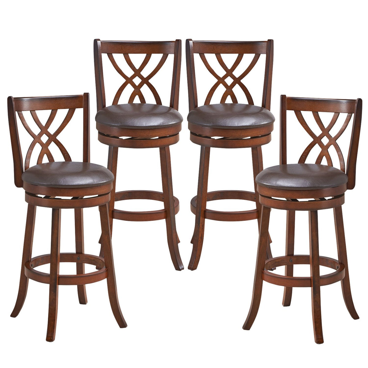 360° Swivel Counter Height Chairs with PU Leather Cushioned Seat and Footrests-30 inches view 7