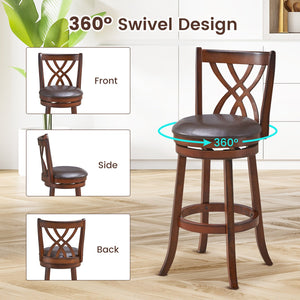 360° Swivel Counter Height Chairs with PU Leather Cushioned Seat and Footrests-30 inches view 9
