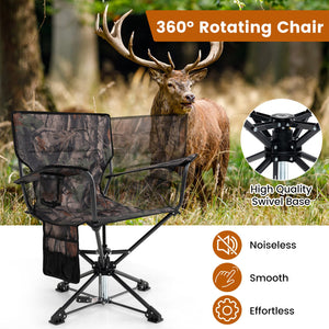 360° Swivel Hunting Chair Portable Foldable Hunting Chair Set of 2-Camo view 5