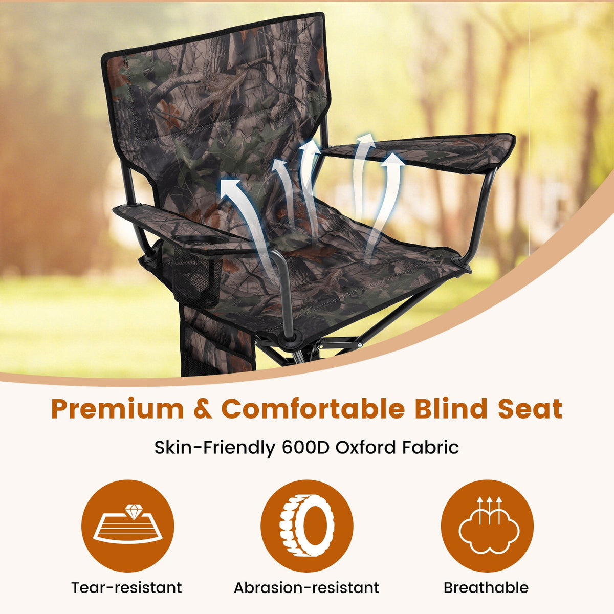 360° Swivel Hunting Chair Portable Foldable Hunting Chair Set of 2-Camo view 6