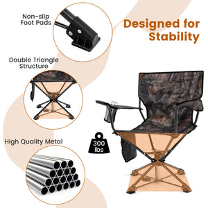 360° Swivel Hunting Chair Portable Foldable Hunting Chair Set of 2-Camo view 9