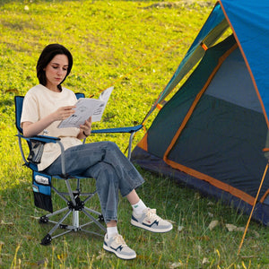360° Swivel Hunting Chair Portable Foldable Hunting Chair with Mesh Cup Holder and Storage Pockets-Blue view 2