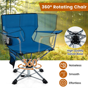 360° Swivel Hunting Chair Portable Foldable Hunting Chair with Mesh Cup Holder and Storage Pockets-Blue view 6