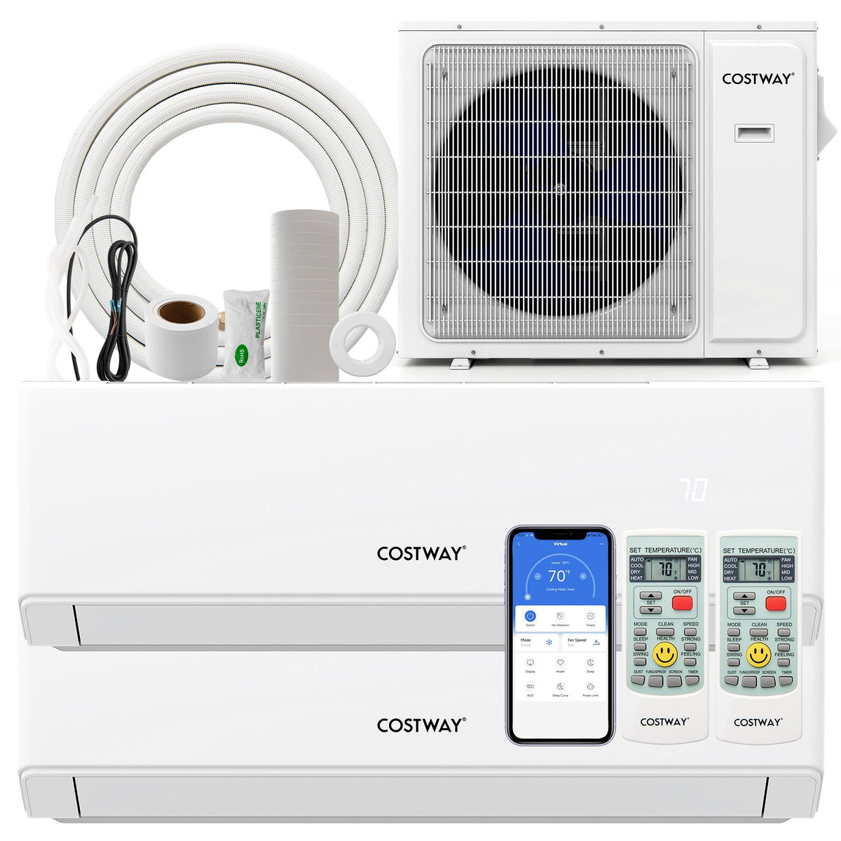 36000 BTU 2 Zone 23 SEER2 Mini Split Air Conditioner Wifi Enabled with Heat Pump-12K + 12K