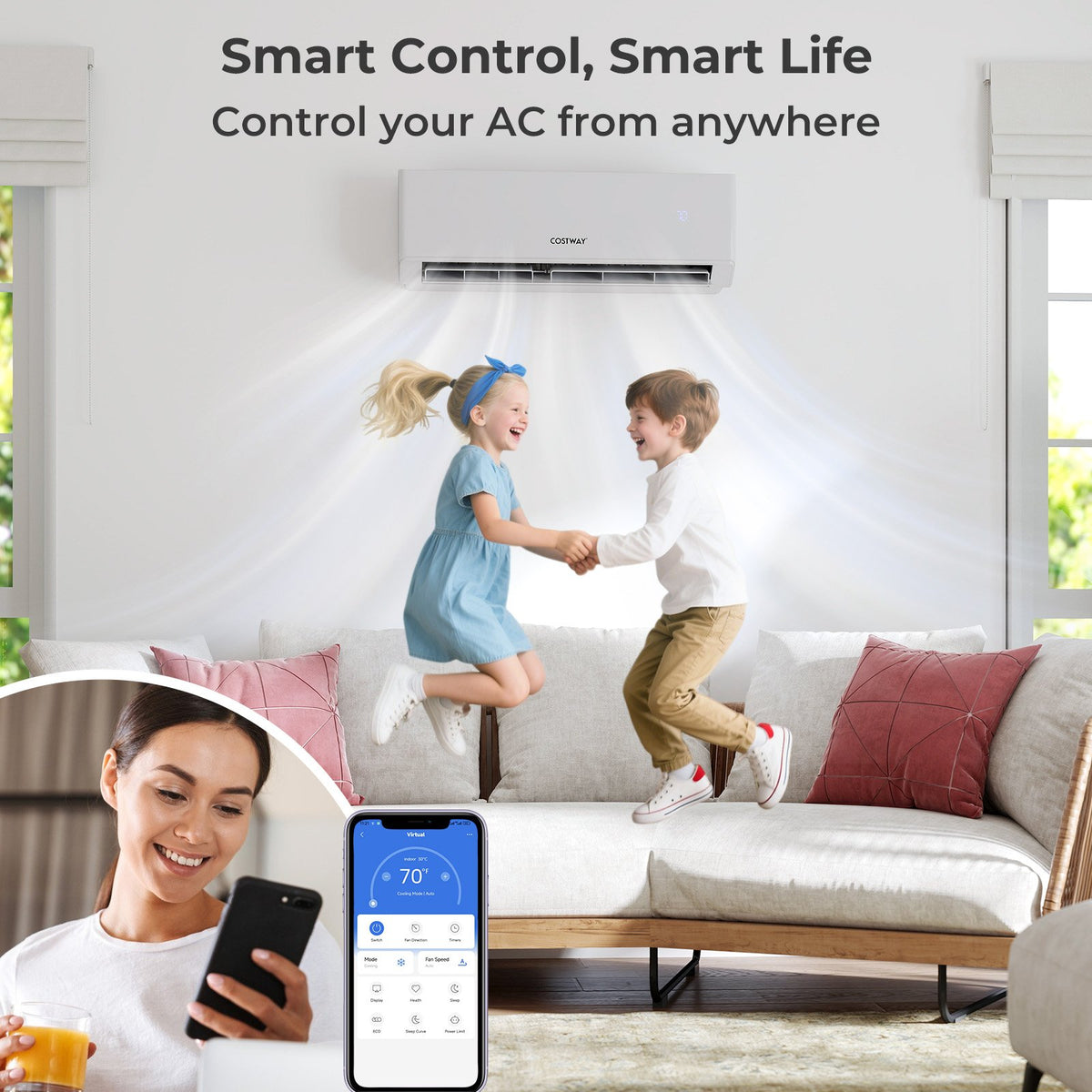 36000 BTU 4 Zone 23 SEER2 Mini Split Air Conditioner Wifi Enabled with Heat Pump-7K + 7K + 7K + 9K view 2