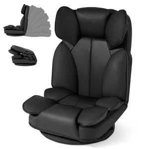 360 Degree Swivel Floor Gaming Chair with 6-Position Adjustable Backrest and Sponge Filling-Black