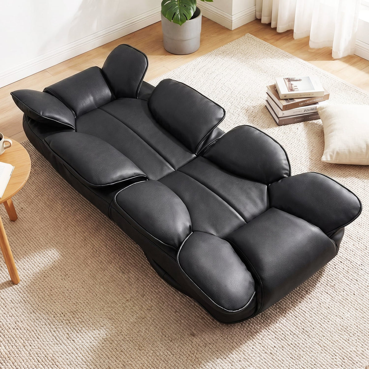360 Degree Swivel Floor Gaming Chair with 6-Position Adjustable Backrest and Sponge Filling-Black view 6