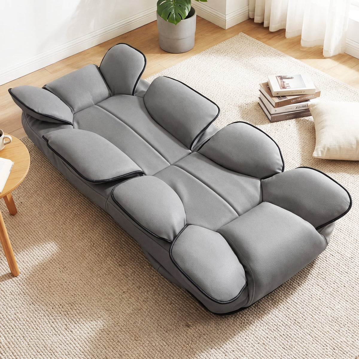 360 Degree Swivel Floor Gaming Chair with 6-Position Adjustable Backrest and Sponge Filling-Gray view 6