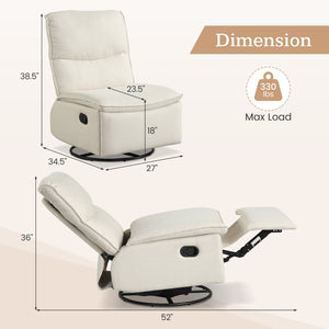 360° Swivel Rocking Chair with Cushioned Back for Living Room-Beige view 5