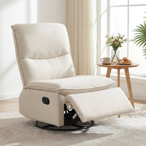 360° Swivel Rocking Chair with Cushioned Back for Living Room-Beige view 2
