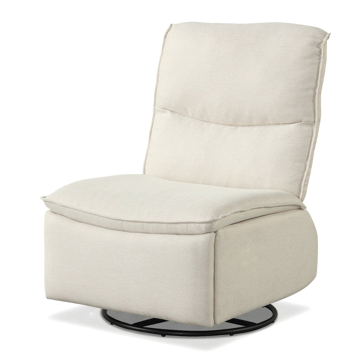 360° Swivel Rocking Chair with Cushioned Back for Living Room-Beige view 4