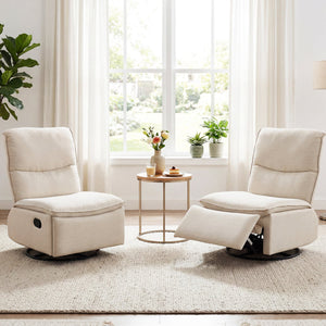 360° Swivel Rocking Chair with Cushioned Back for Living Room-Beige view 6