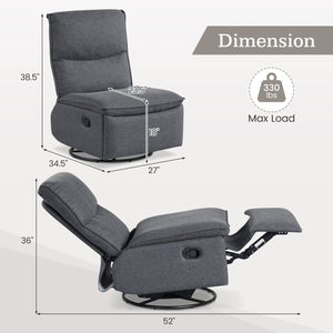 360° Swivel Rocking Chair with Cushioned Back for Living Room-Gray view 5