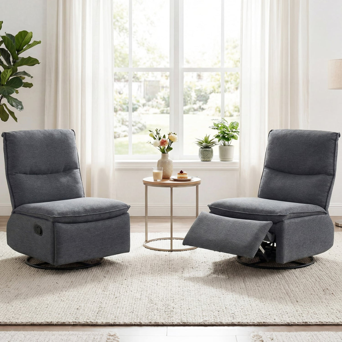 360° Swivel Rocking Chair with Cushioned Back for Living Room-Gray view 6