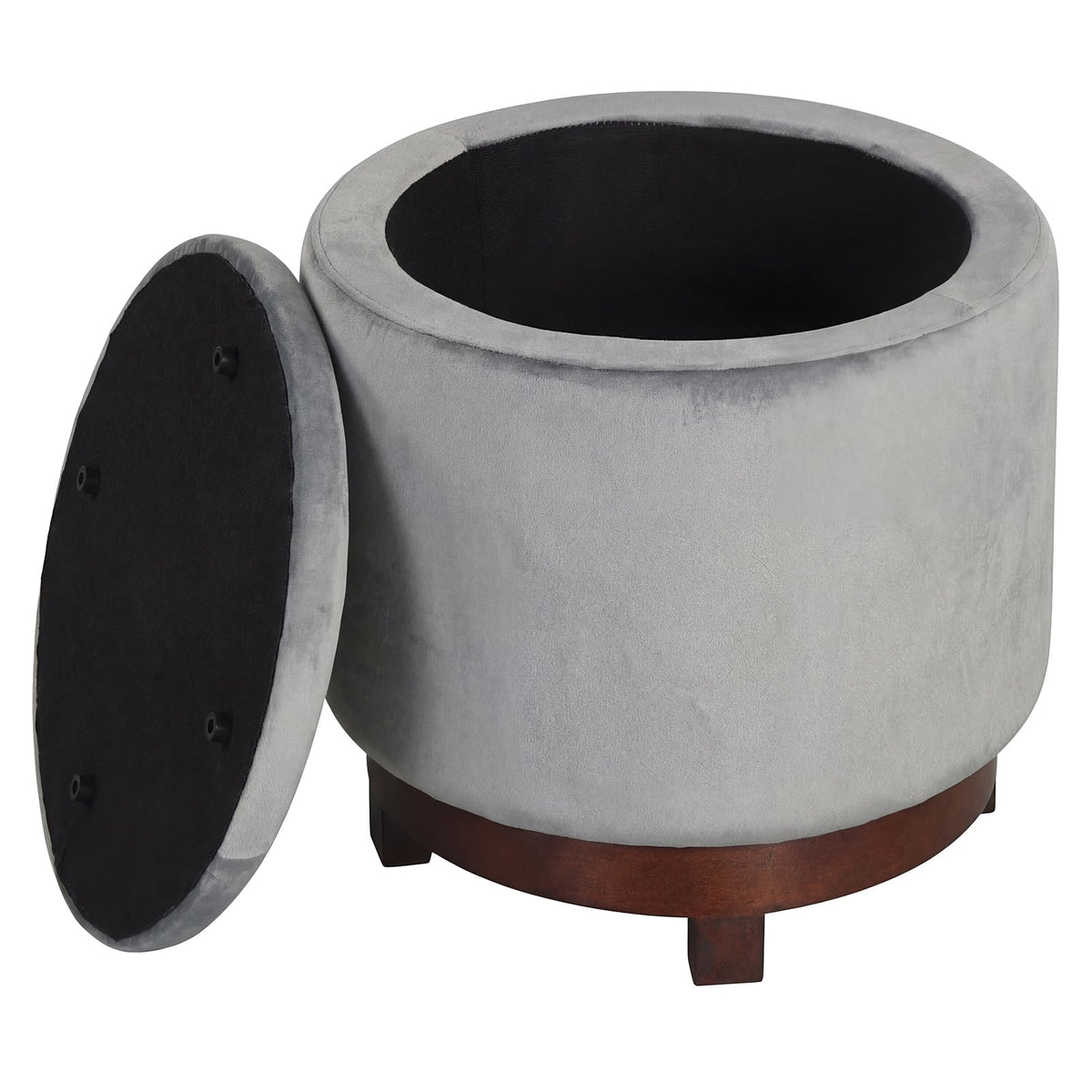 360° Swivel Velvet Foot Rest with Hidden Storage for Living Room-Gray view 4