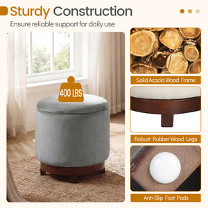 360° Swivel Velvet Foot Rest with Hidden Storage for Living Room-Gray view 8