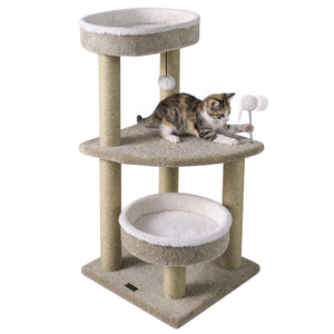36 inches Carpeted Cat Tree with Plush Perches, Scratching Posts and Dangling Ball