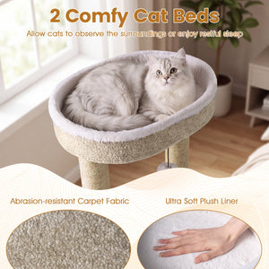 36 inches Carpeted Cat Tree with Plush Perches, Scratching Posts and Dangling Ball view 7